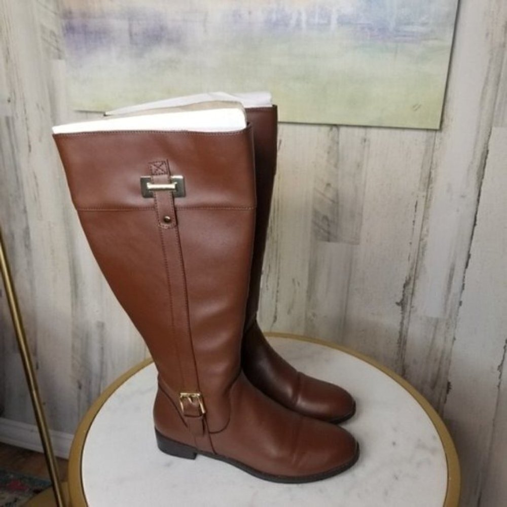 Karen Scott Deliee2 Riding Boots Cognac Brown WIDE CALF WC - Picture 5 of 8